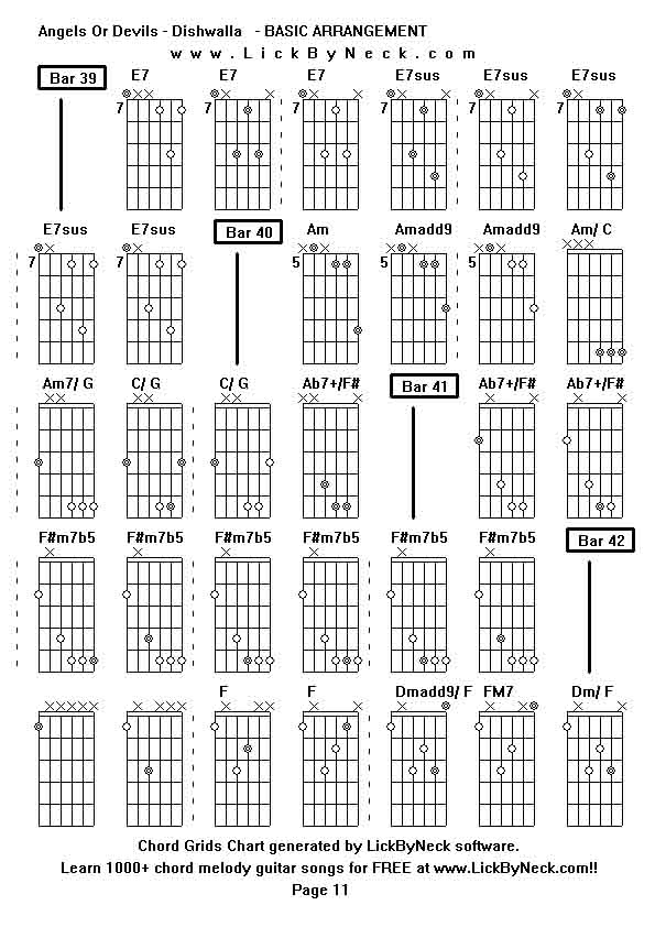 Chord Grids Chart of chord melody fingerstyle guitar song-Angels Or Devils - Dishwalla   - BASIC ARRANGEMENT,generated by LickByNeck software.